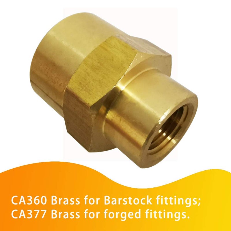 Legines NPT Reducing Coupling Brass 1/4" Female x 1/8" Female, Hex Reducer Coupler Adapter Pipe Fitting 1200psi (Pack of 2) - Image 3